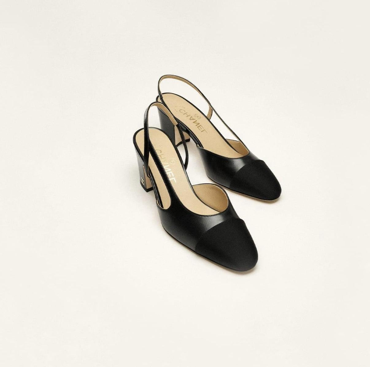 CHANEL Women’s Slingback Heels – Black