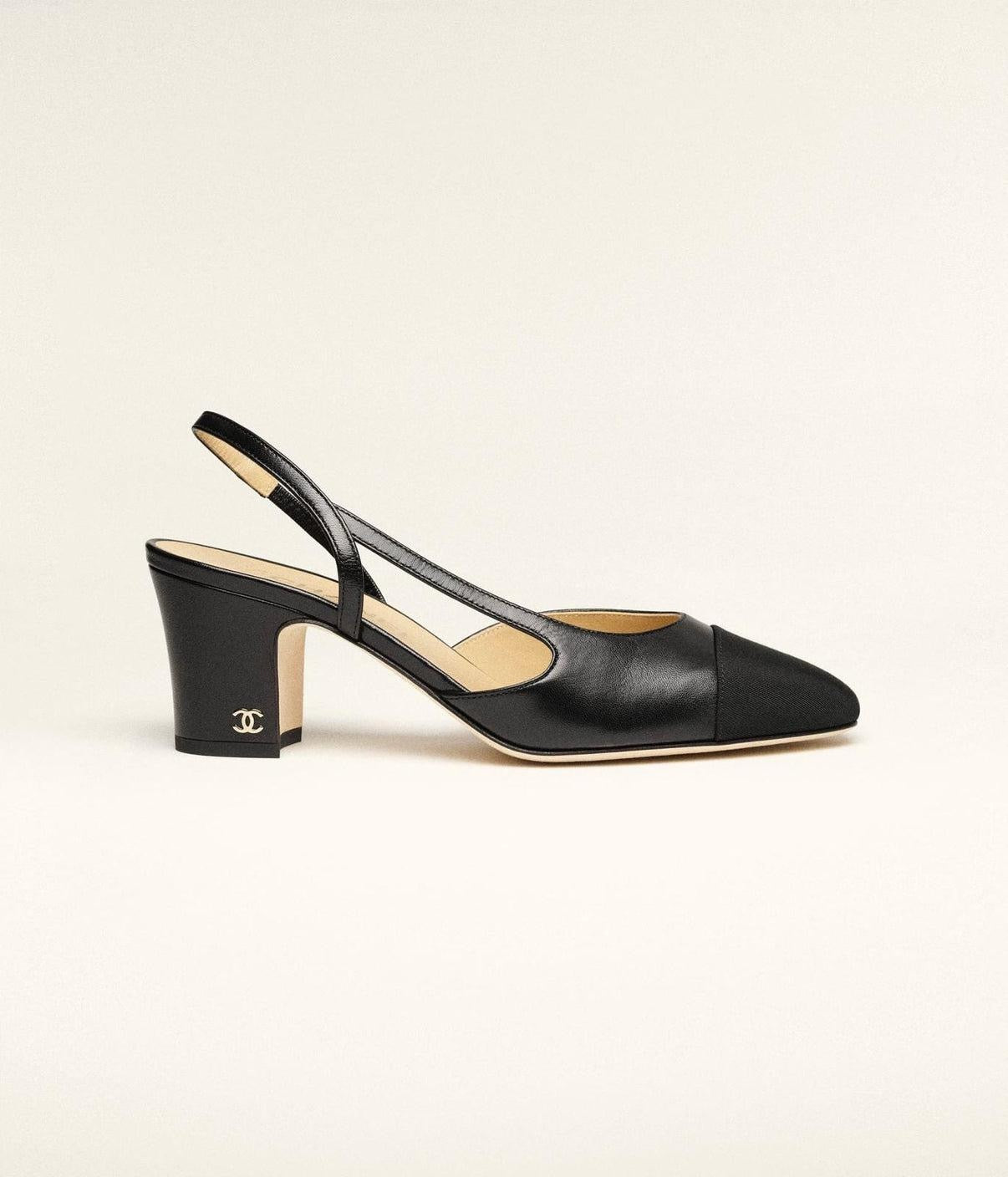 CHANEL Women’s Slingback Heels – Black