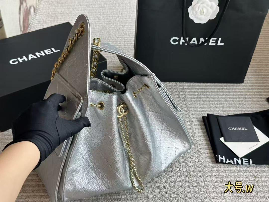 CHANEL Women’s Chanel 25 Small Hand Bag – Silver