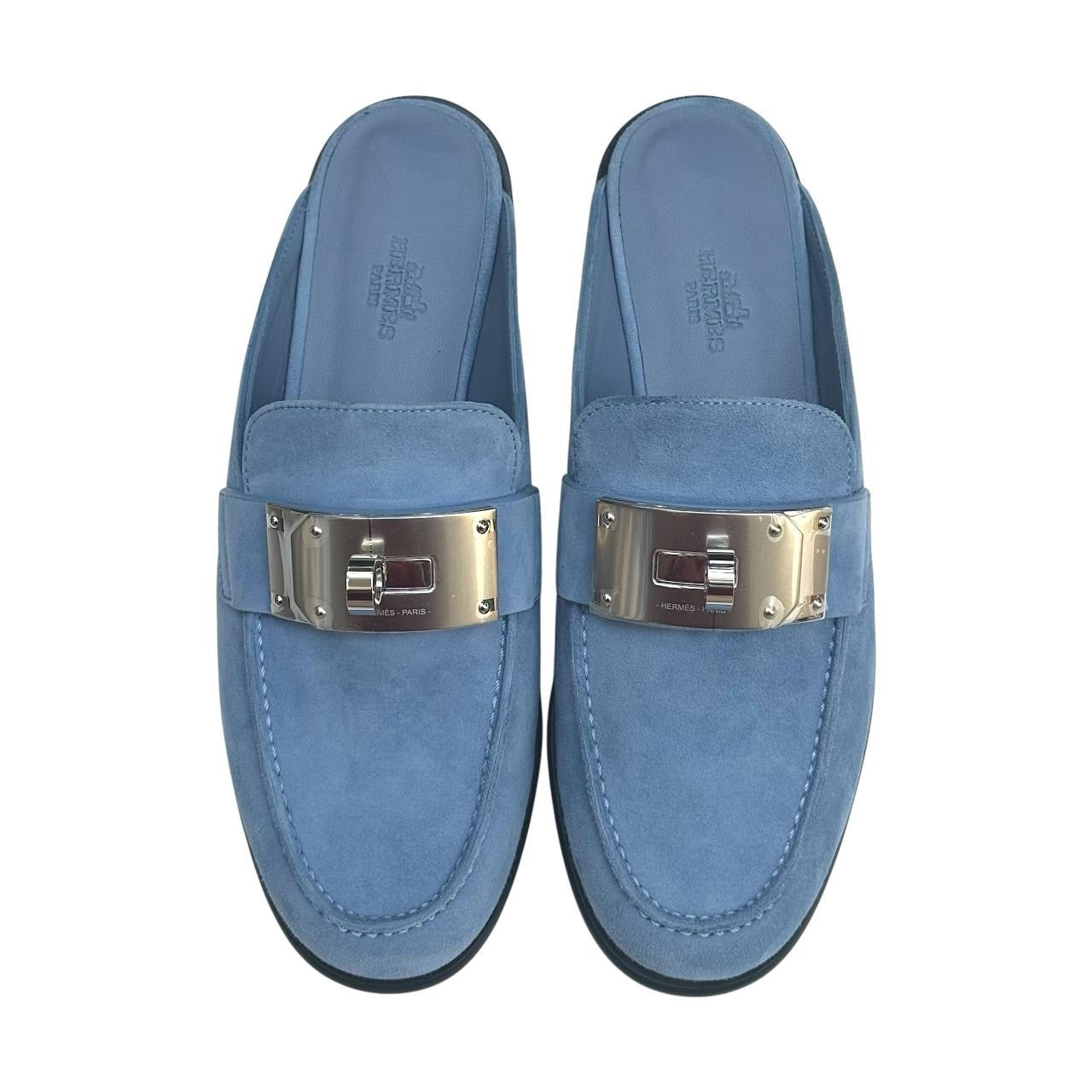 Hermes Women’s Lota Mules – Blue