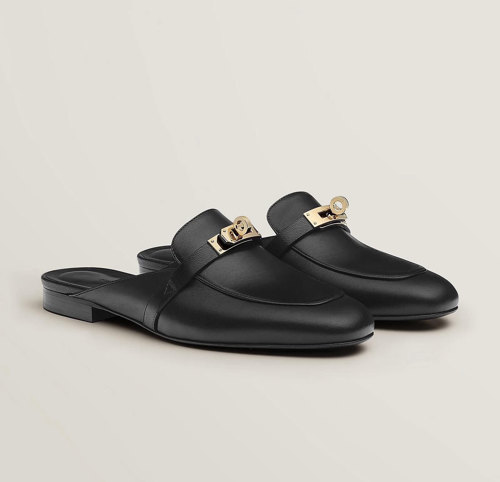 Hermes Women’s OZ Mules Gold – Black