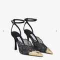 JIMMY CHOO Women’s Lace Pumps with Metal Lace – Black