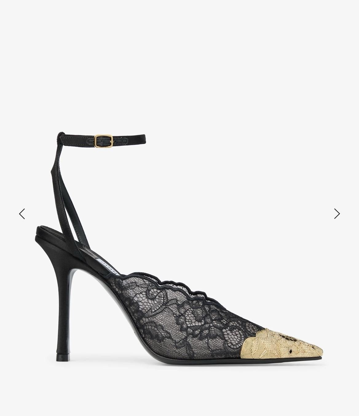 JIMMY CHOO Women’s Lace Pumps with Metal Lace – Black