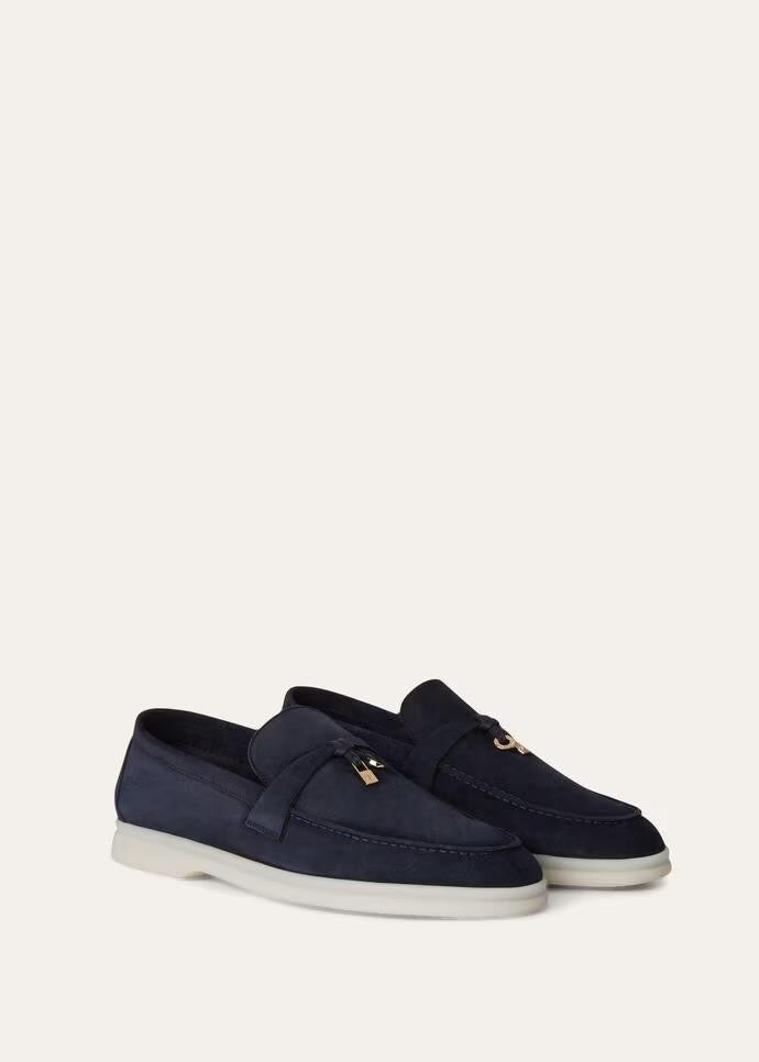 Loro Piana Women’s Summer Charms Walk Loafers – Navy Blue