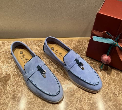 Loro Piana Women’s Summer Charms Walk Loafers – Sky Blue