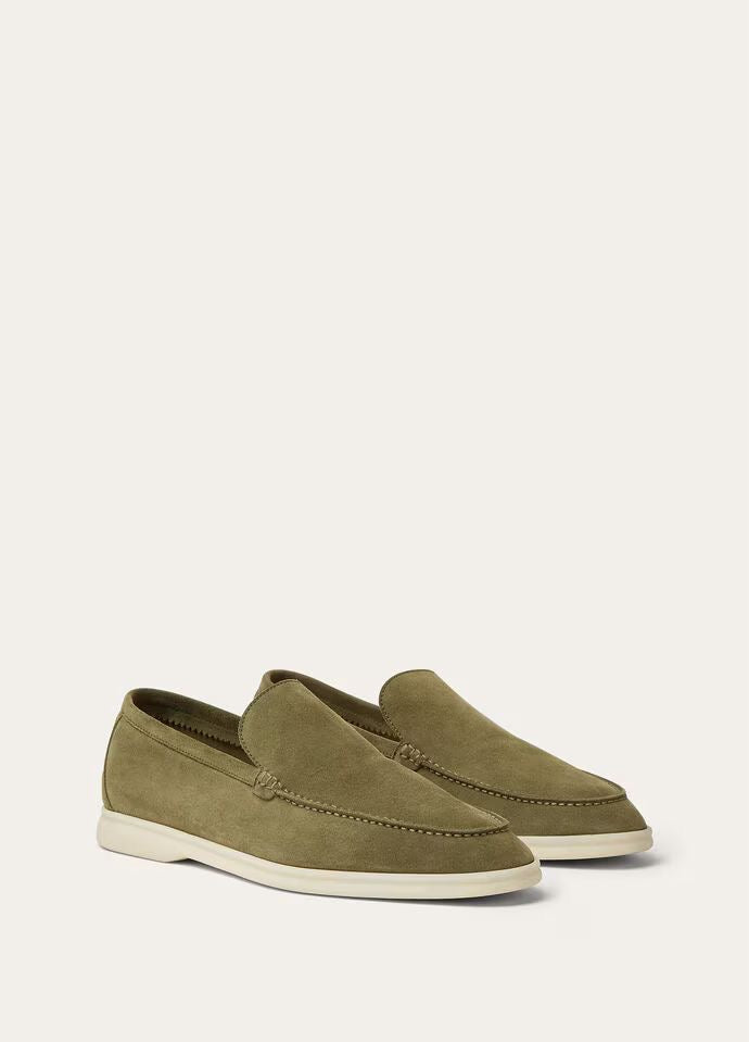 Loro Piana Men’s Summer Walk Loafers – Army Green