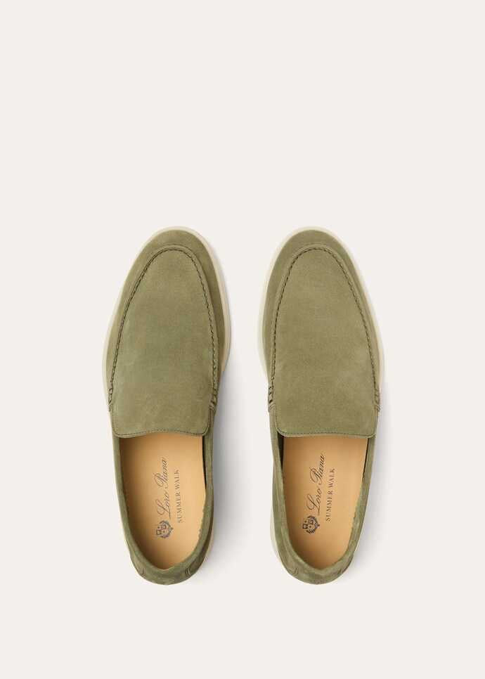 Loro Piana Men’s Summer Walk Loafers – Army Green
