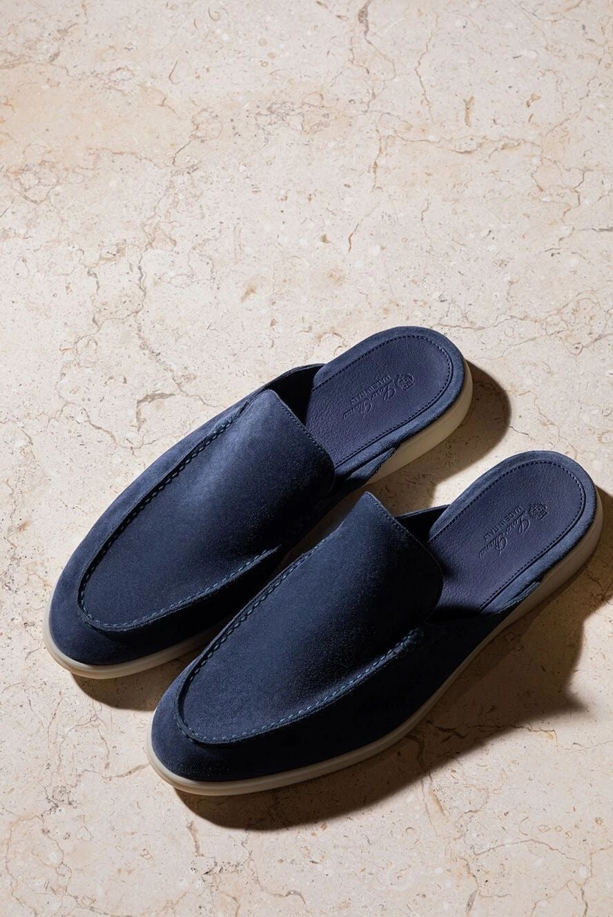 Loro Piana Men’s Babouche Walk Loafers – Dark Blue