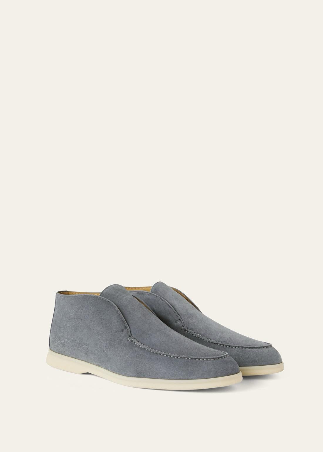 Loro Piana Men’s Open Walk Suede Ankle Boots – Grey