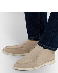Loro Piana Men’s Open Walk Suede Ankle Boots – Beige