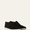 Loro Piana Men’s Open Walk Suede Ankle Boots – Black