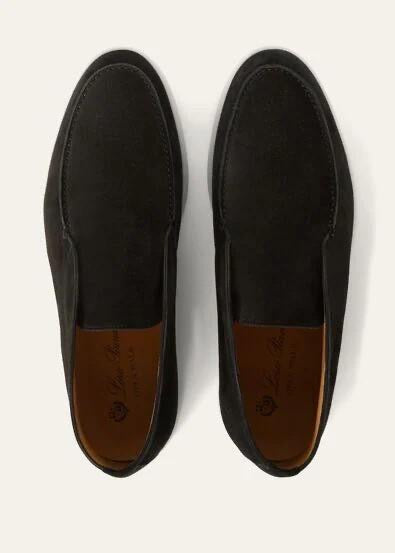 Loro Piana Men’s Open Walk Suede Ankle Boots – Black