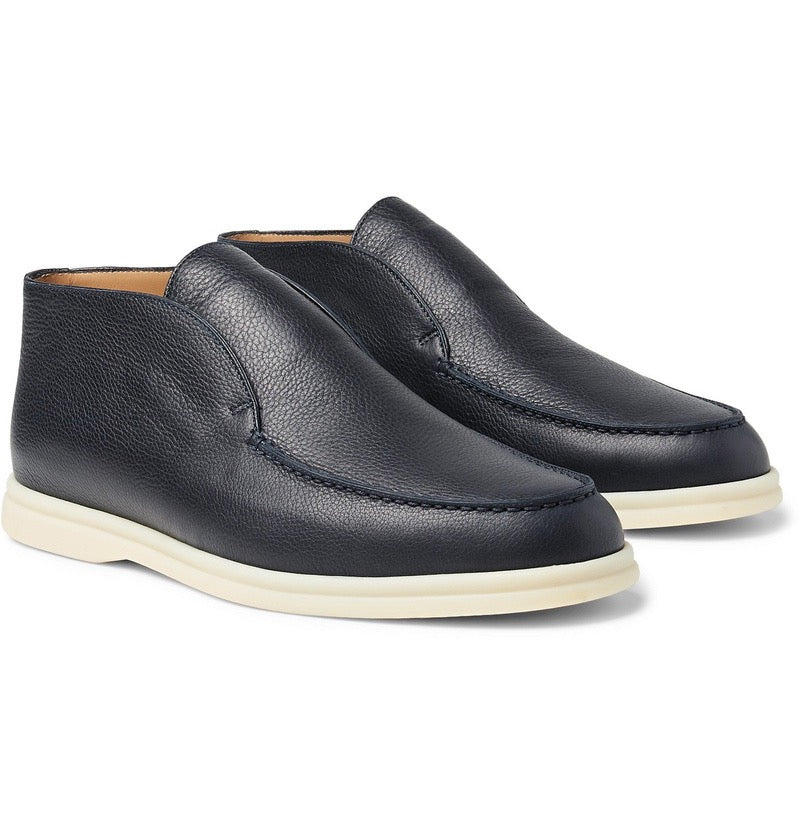 Loro Piana Men’s Open Walk Suede Ankle Boots – Dark Blue Cowhide