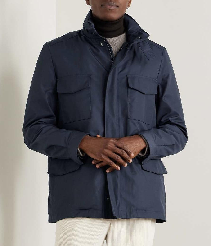 Loro Piana Men’s Natural Traveller Shell Jacket – Blue