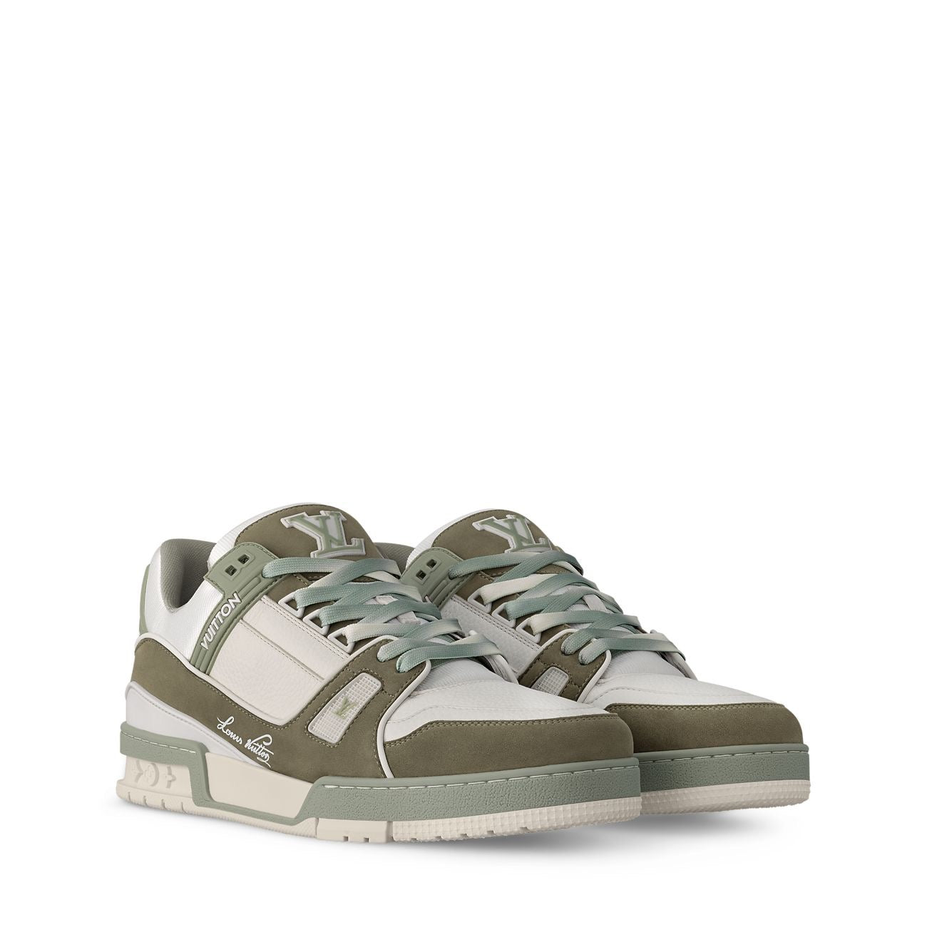 Louis Vuitton Men’s LV Trainer Sneakers – Green & White