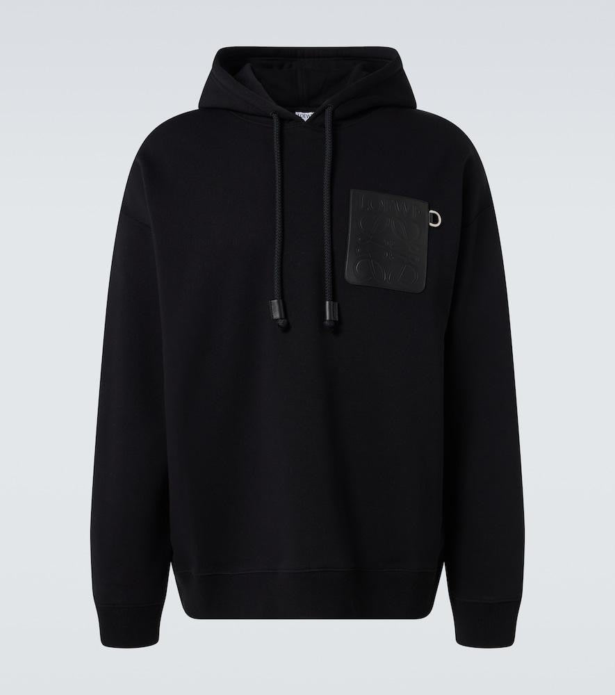 Loewe Anagram Patch Drawstring Hoodie – Black