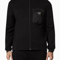 Prada Men’s Logo Zip Sweatshirt in Cotton Fleece – Black