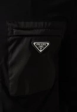 Prada Men’s Logo Zip Sweatshirt in Cotton Fleece – Black
