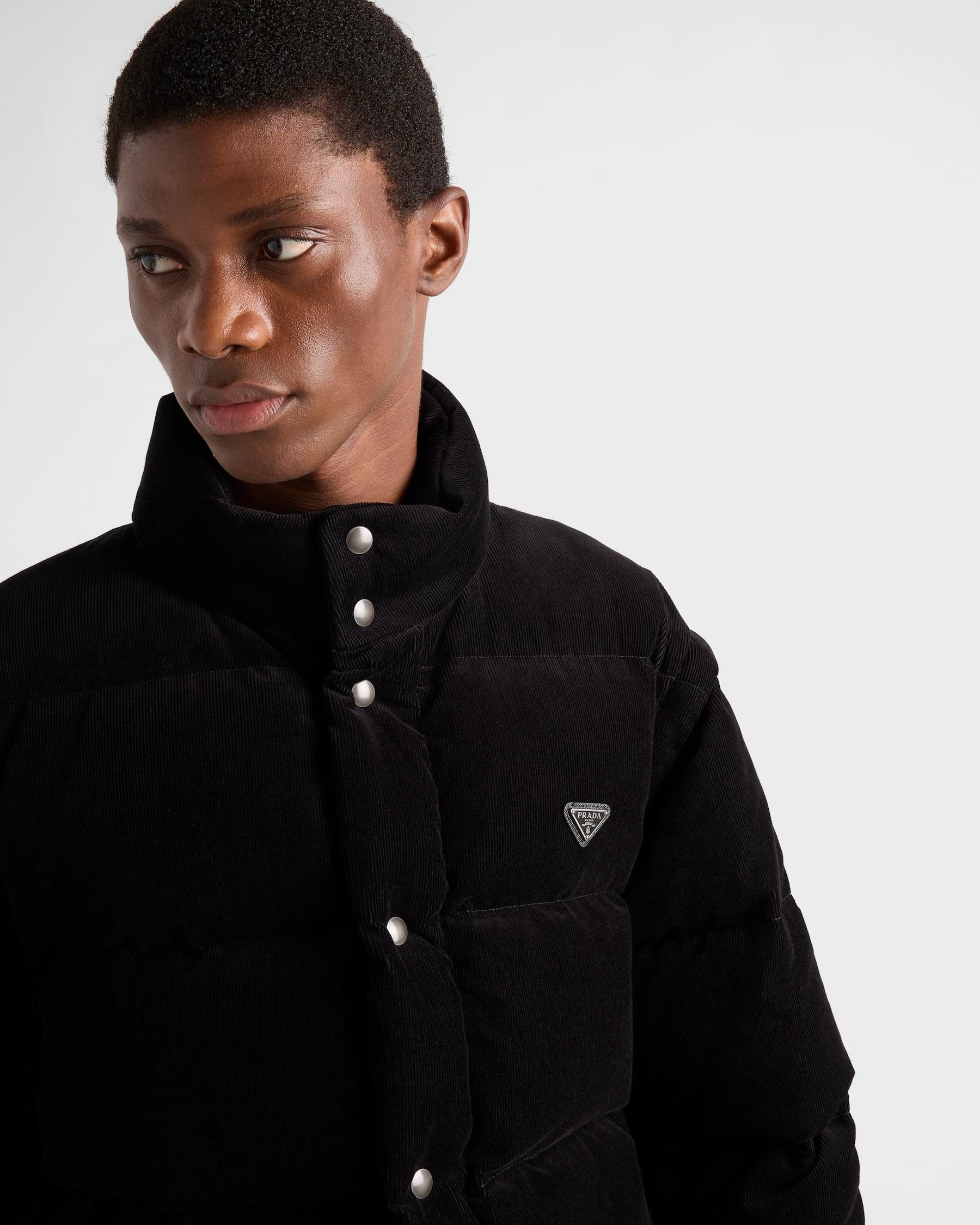 Prada Men’s Medium Weight Corduroy Down Jacket – Black
