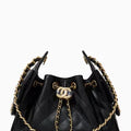 Chanel 25 Mini Handbag Black Grained Calfskin