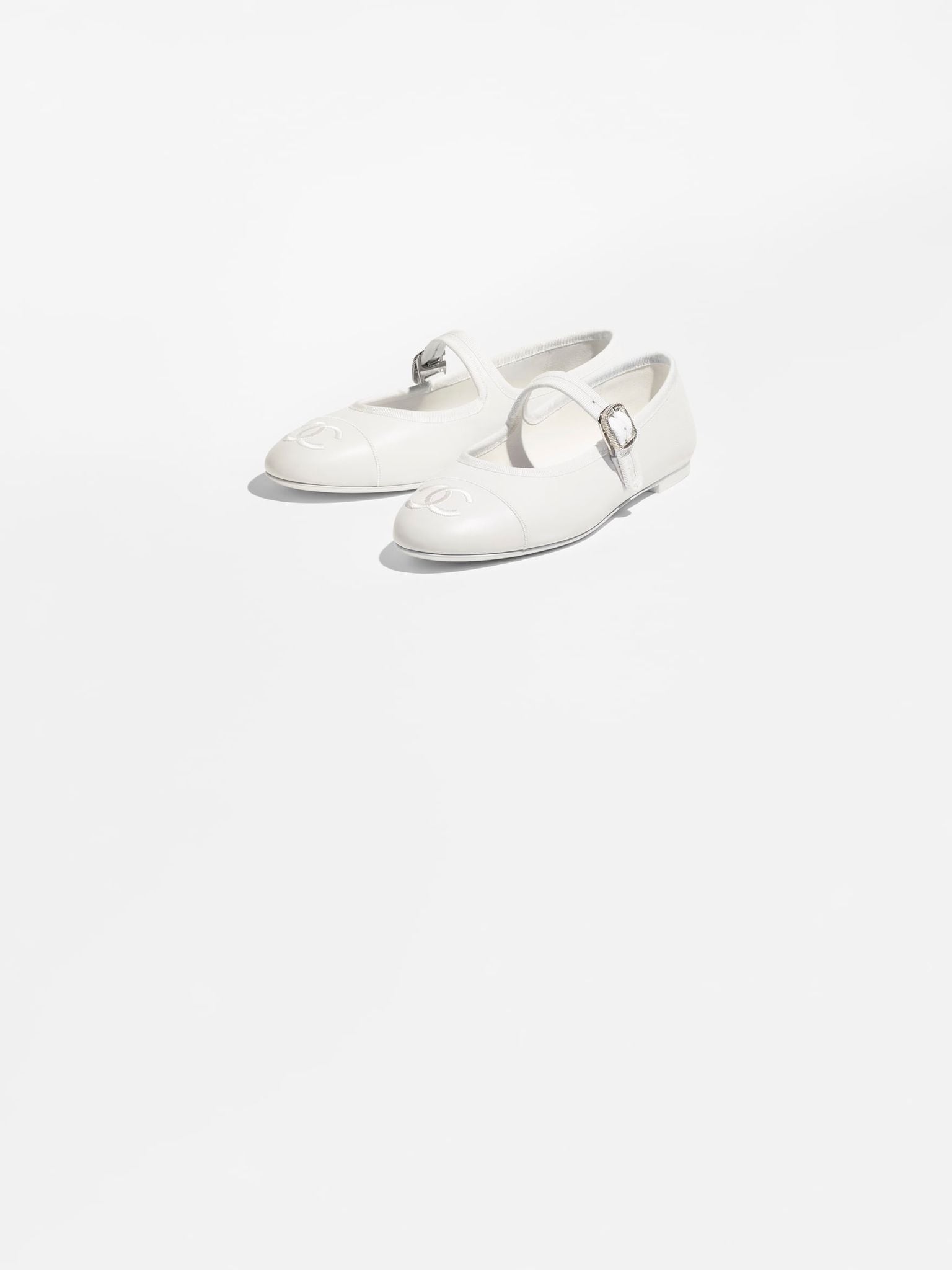 Chanel Lambskin Mary Janes White