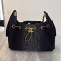 Chanel 25 Denim Mini Bag in Black with Gold Chain
