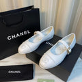 Chanel Lambskin Mary Janes White