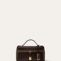Loro Piana Extra Bag L27 in a deep brown saddle leather with gold-tone hardware