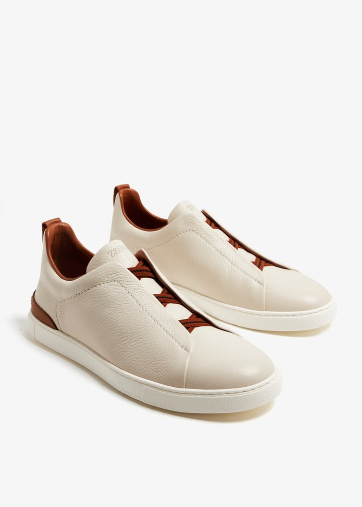 Zegna Men’s Triple Stitch Sneakers – Beige