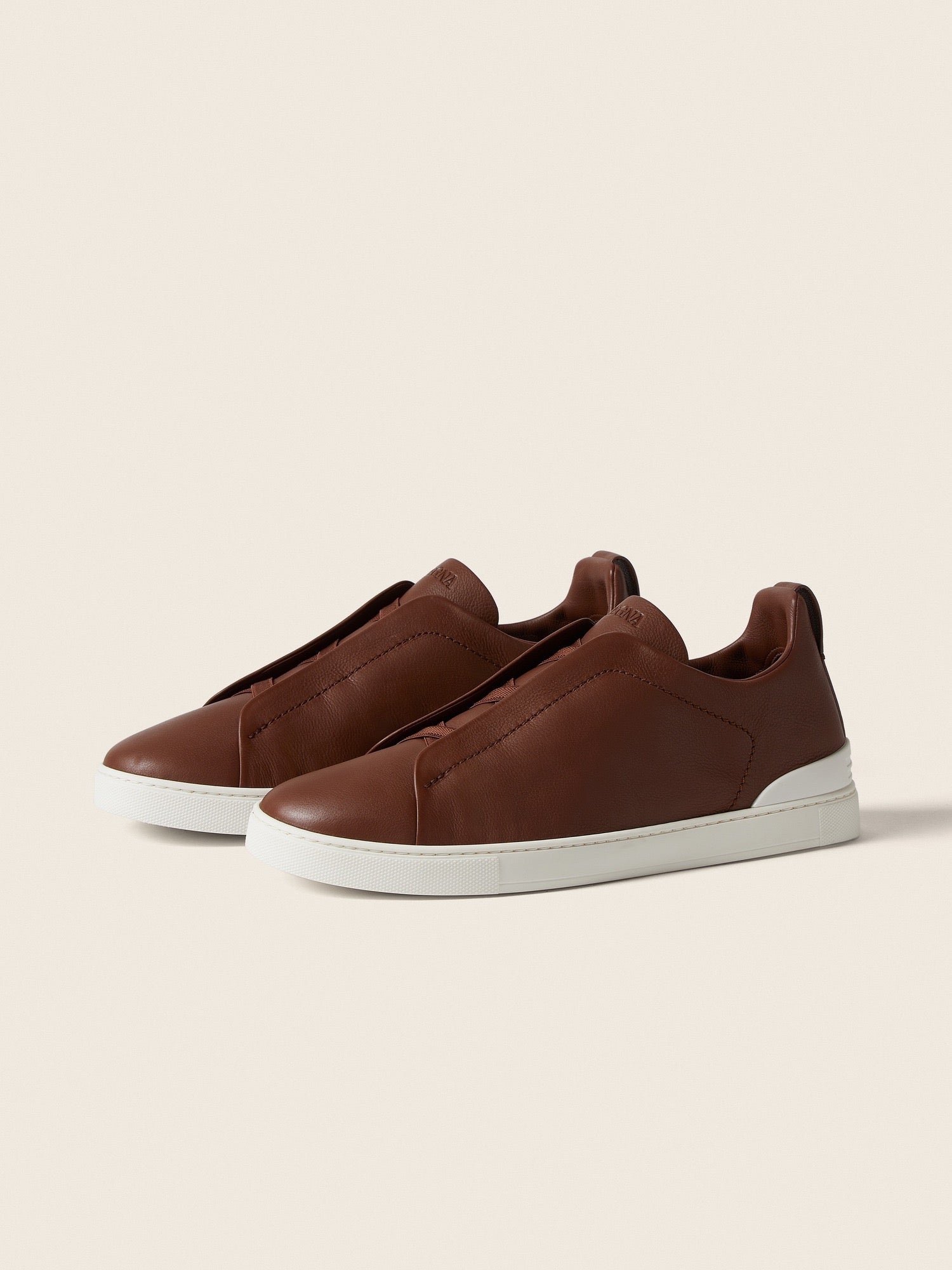 Zegna Men’s Triple Stitch Sneakers – Brown
